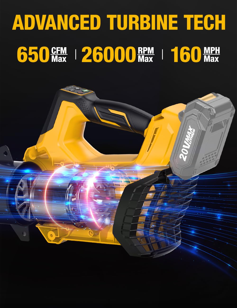 APEXPOWER blower in turbo mode delivering high air velocity for fast clearing.