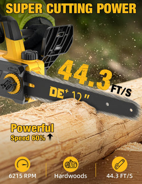 APEXPOWER upgraded 12-inch guide bar delivers faster, smoother cuts and durability