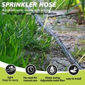 Apgooface sprinkler-soaker hose offers versatile watering for lawns and beds.