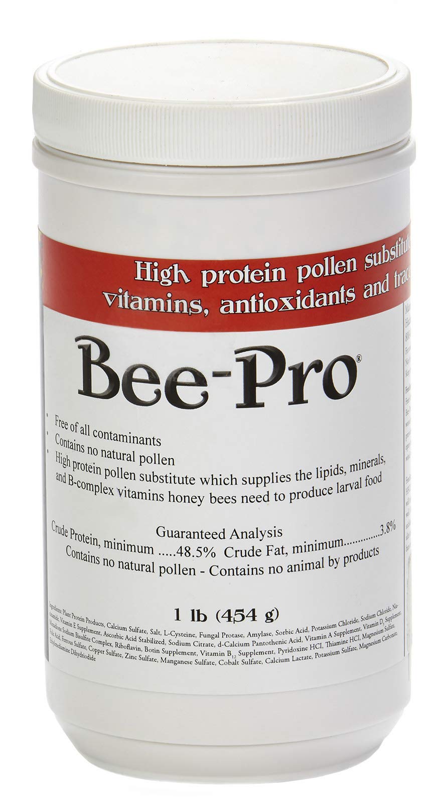 API Little Giant Bee-Pro pollen substitute powder for beekeeping supports larval nutrition and brood development.