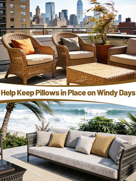 Apipi hidden weight inside cushion keeps pillows in place without visible hardware.