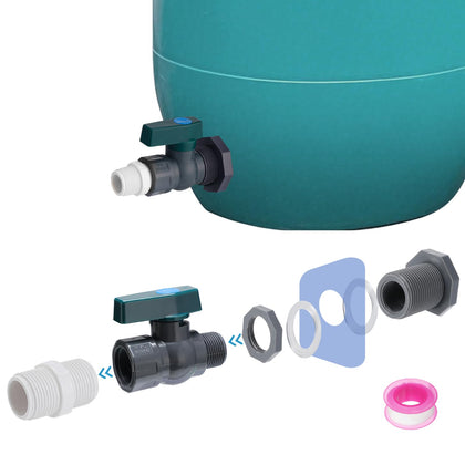 Apipi rain barrel spigot kit with bulkhead fitting for secure outdoor water connections.