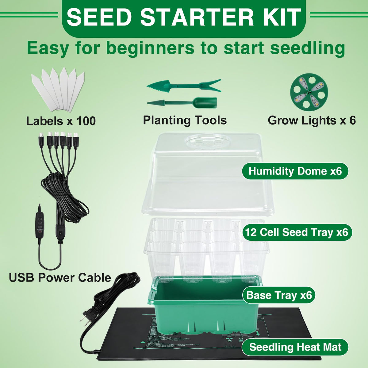 Apipi seedling heat mat provides warm soil for faster germination.