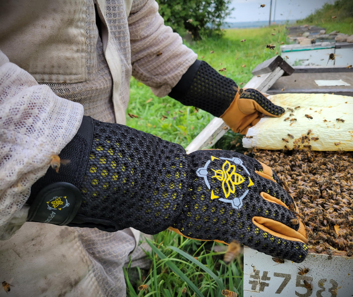 Apis Tactical premium ventilated beekeeping gloves six sizes XS–XXL for secure fit.