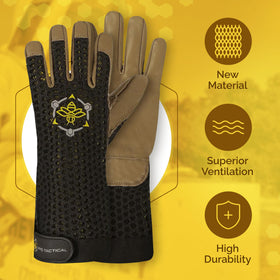 Apis Tactical premium ventilated beekeeping gloves top-grain cowhide palm for durable hand protection.