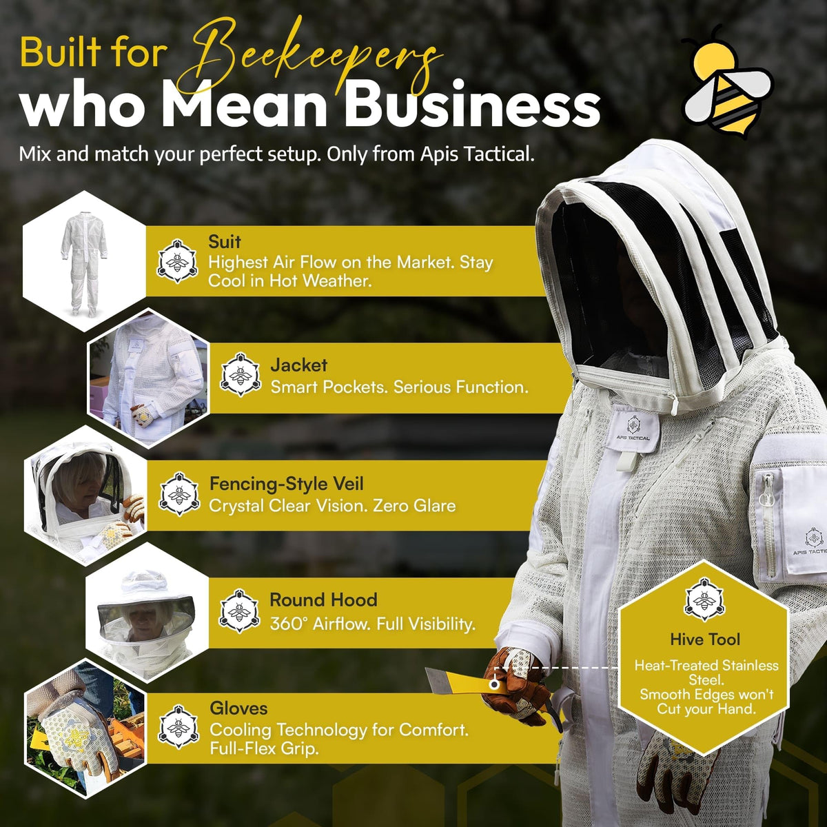 Apis Tactical glove used for hive inspections with clear forearm coverage
