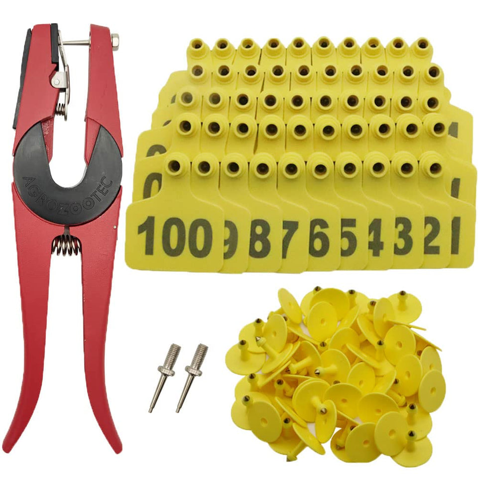 APlayfulBee cattle ear tags 001-100 yellow for clear herd identification