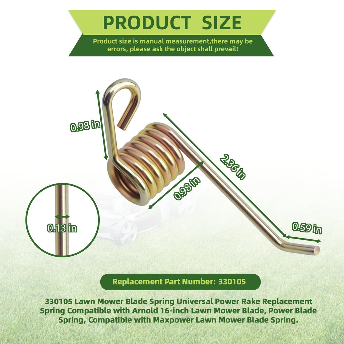 Apobelor Arnold 490-100-0111 compatibility spring for 16-inch dethatching blades.