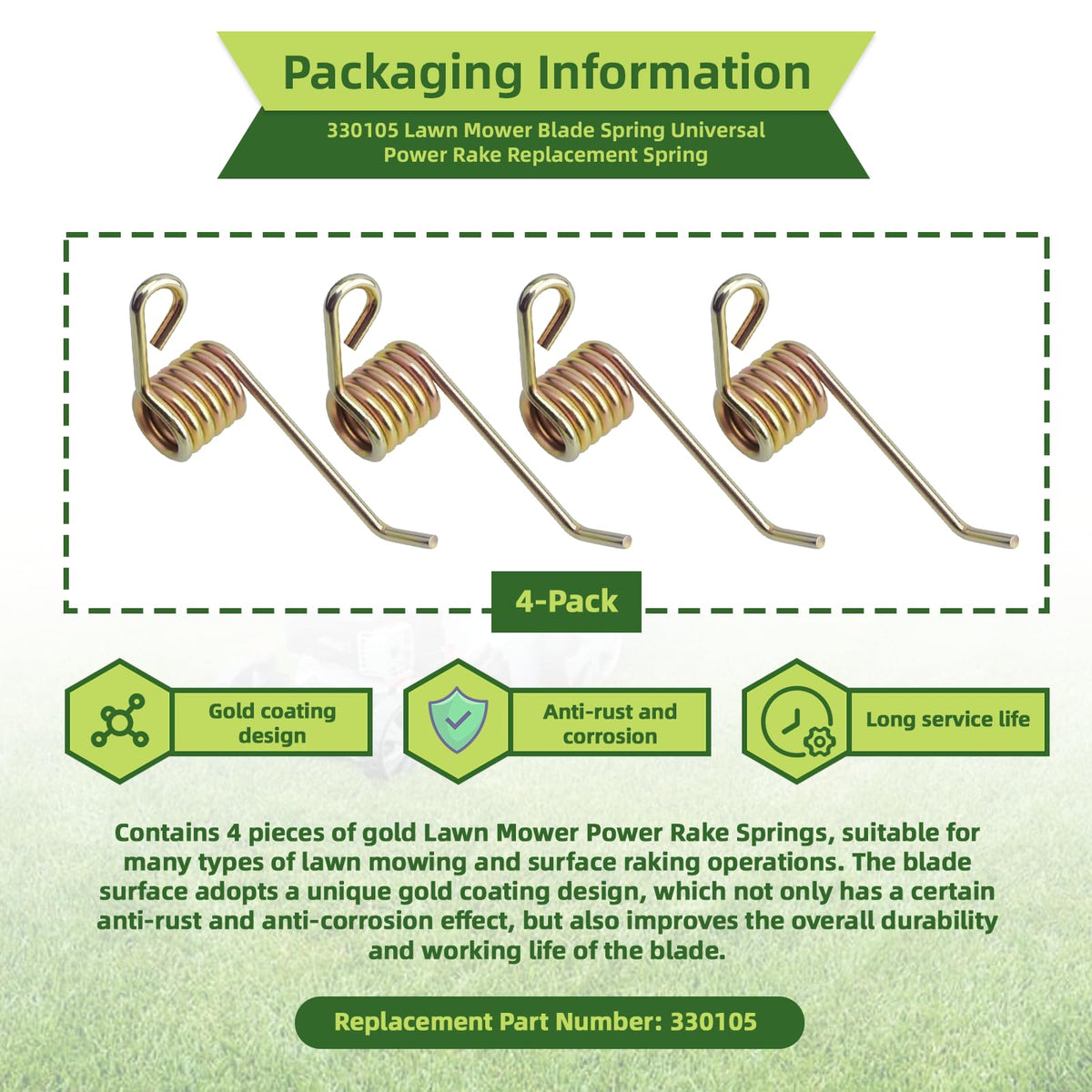 Apobelor easy installation spring aids fast dethatching replacements.