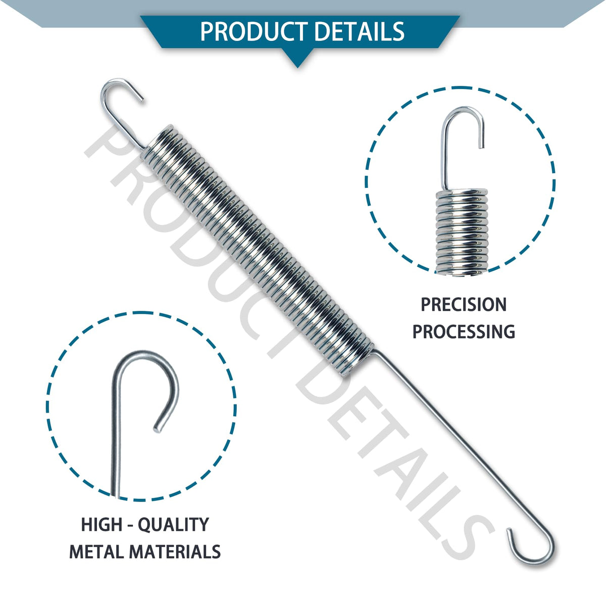 Nickel-plated tempered-steel spring by Apobelor with corrosion resistance and long-lasting performance.