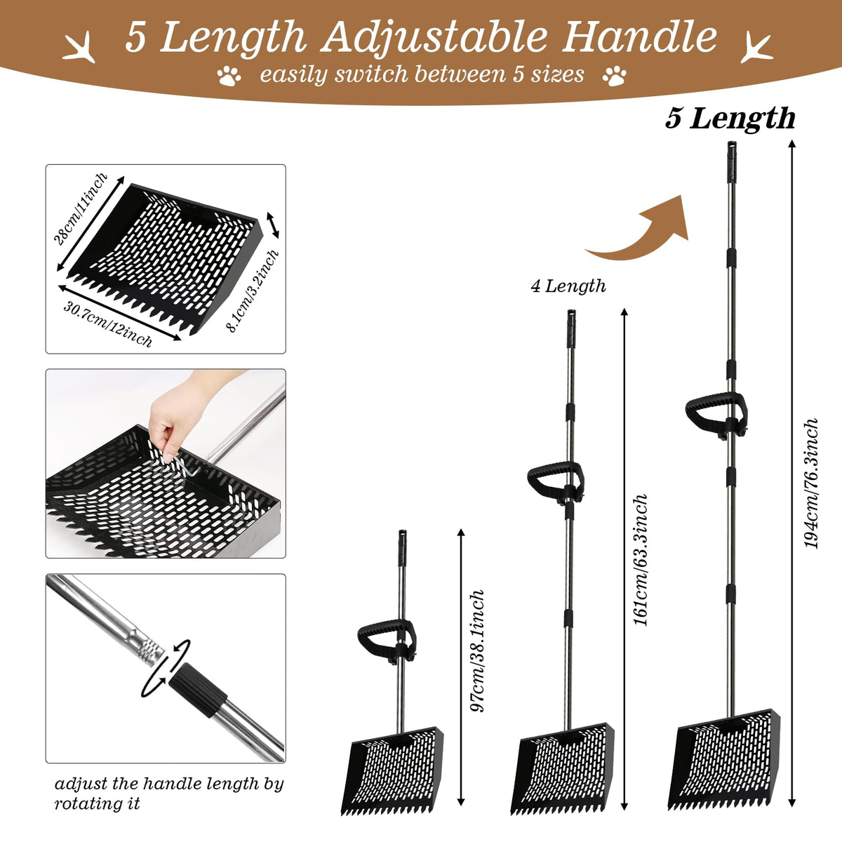 APODESS adjustable handle reaches high and wide areas for easier cleaning.