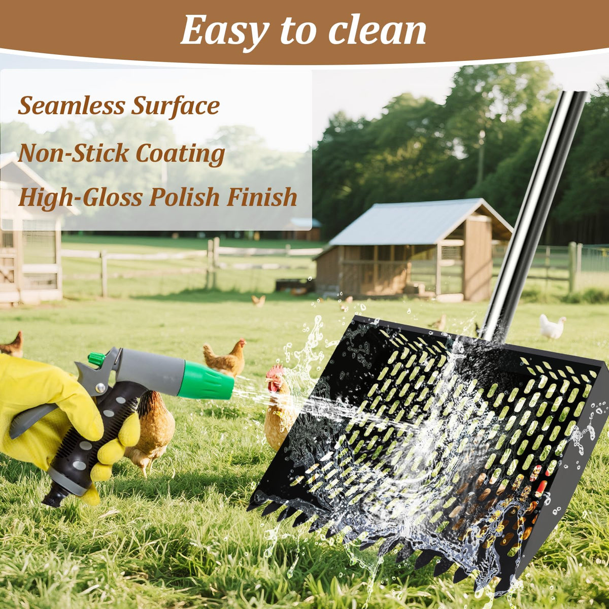 APODESS easy-clean non-stick surface cleans quickly after messy tasks.