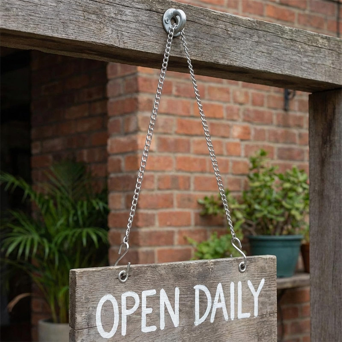 Apojgitn chain for plant hangers supports pots with reliability.