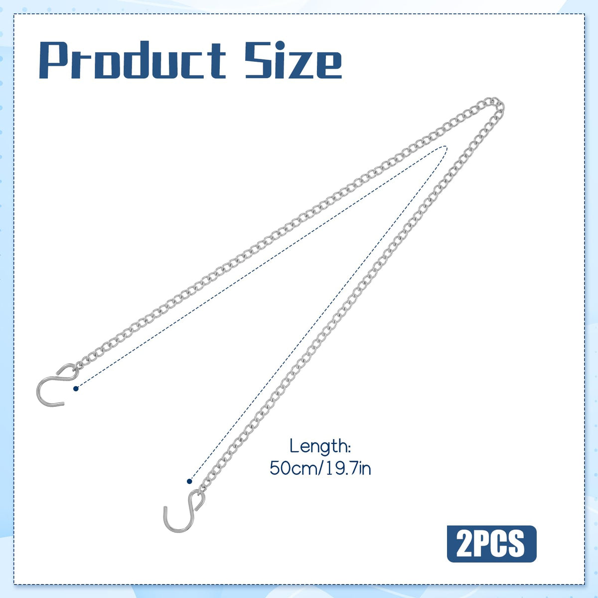 Apojgitn stainless steel chain 50cm length ideal for versatile hangs.