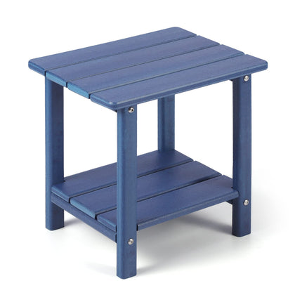 Apolimi Adirondack side table top view with two-tier storage for essentials