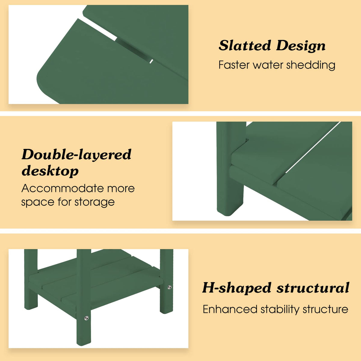 Apolimi Adirondack side table in assembly-ready kit with all parts