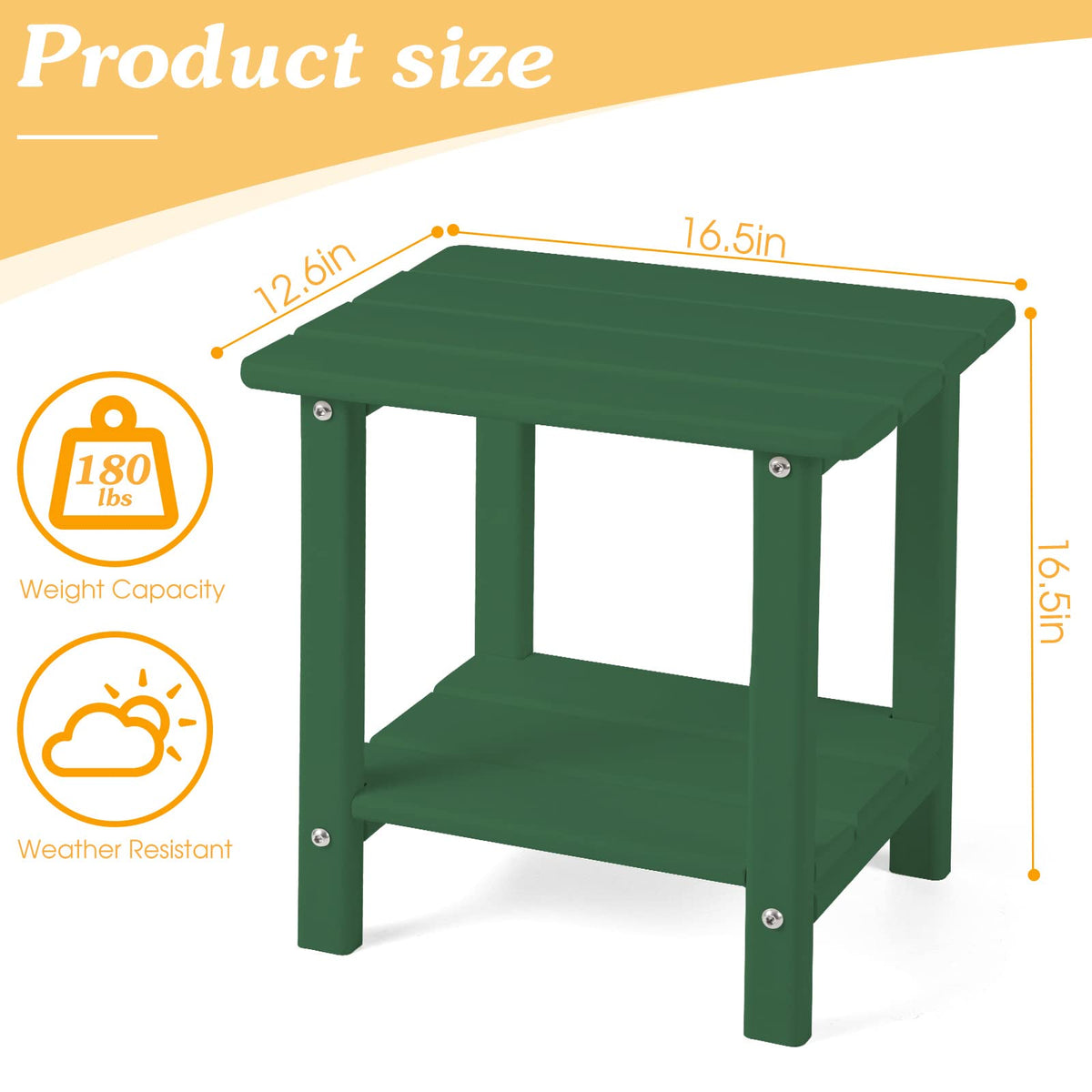 Apolimi outdoor side table footprint 16.5 by 12.6 inches for compact spaces