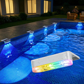APONUO 8-pack solar pool lights, side view for pool edge lighting.