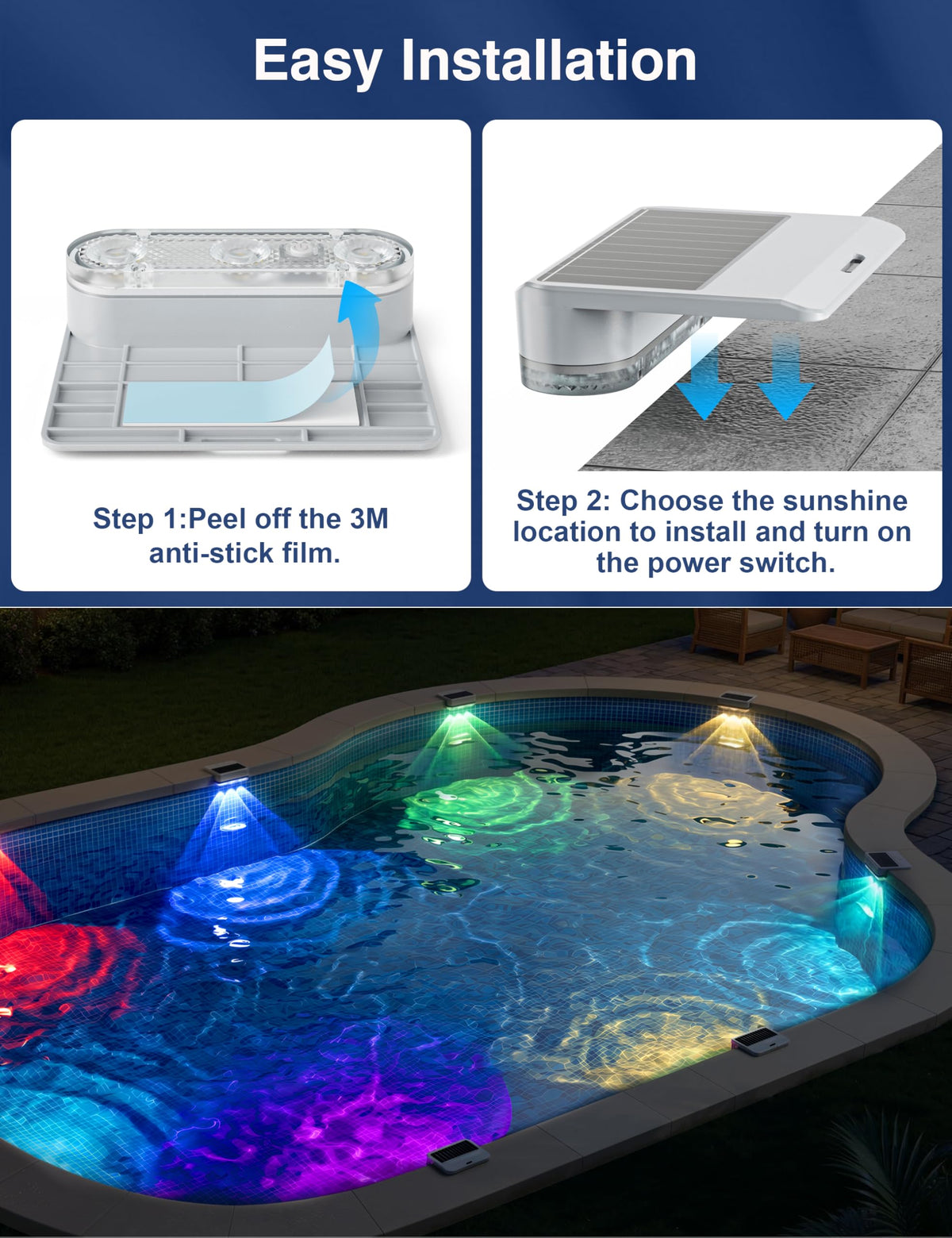 APONUO solar lights at dusk providing a soft, long-lasting glow.