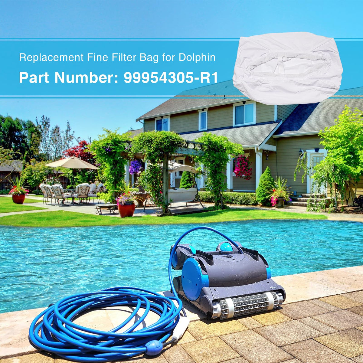Apopip Dolphin filter bag demonstrates 70-micron precision for cleaner pool water.