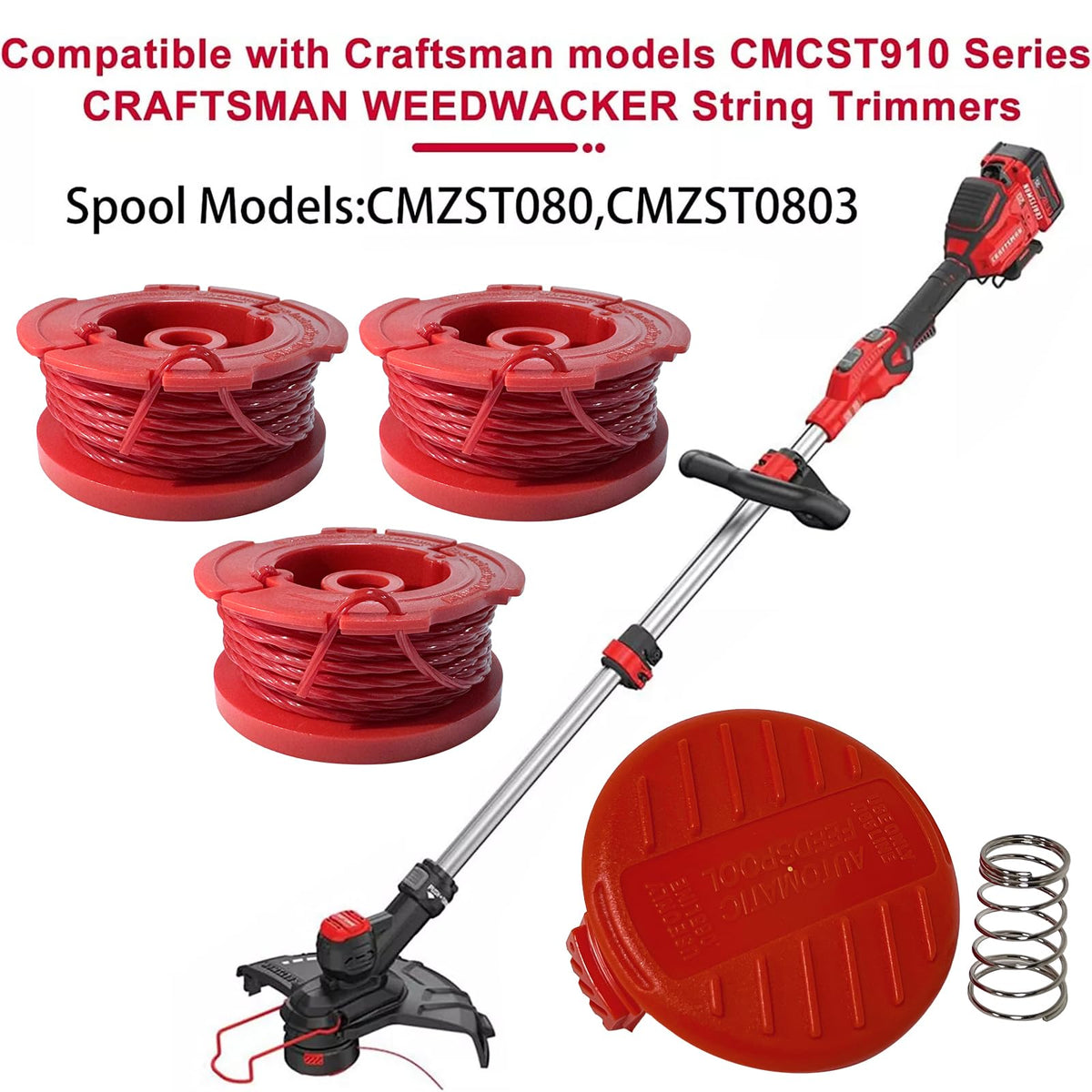 Aporozona CMZST0803 spool ensures reliable line feed for Craftsman trimmers.