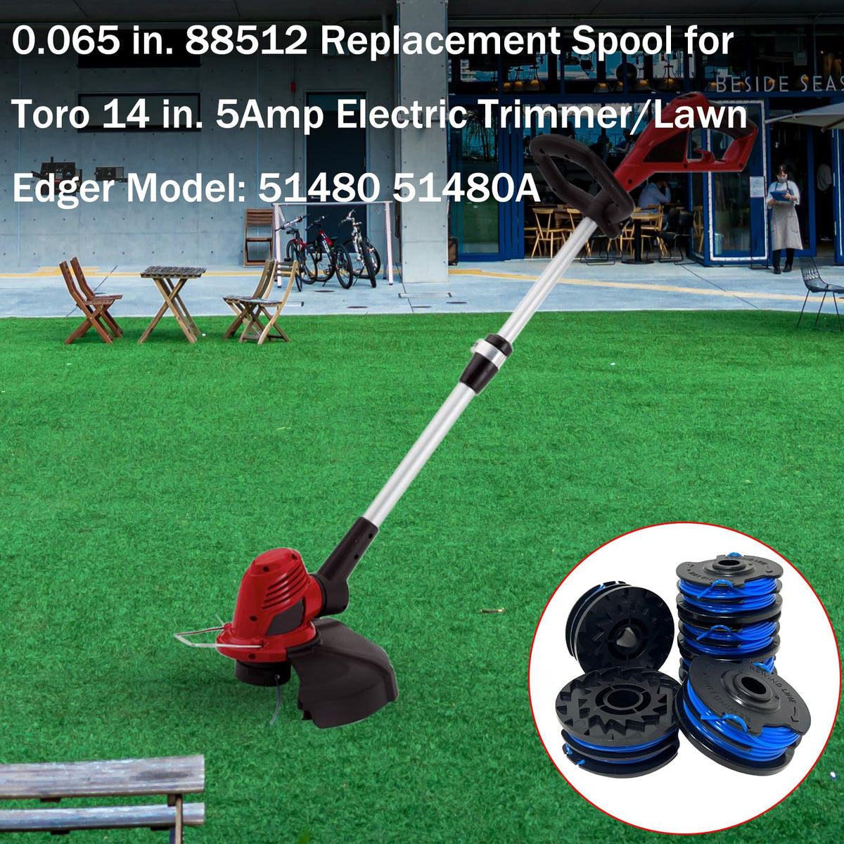Aporozona Toro-compatible spool for 14-inch corded trimmer setup