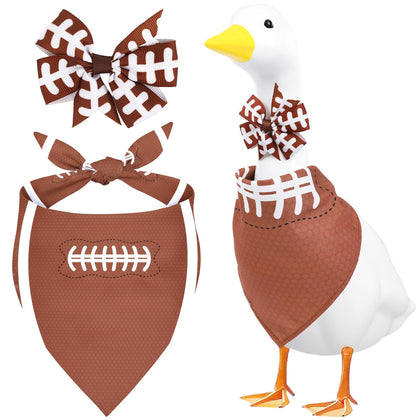 Aposwow porch goose wearing a football bow tie to elevate outdoor decor.