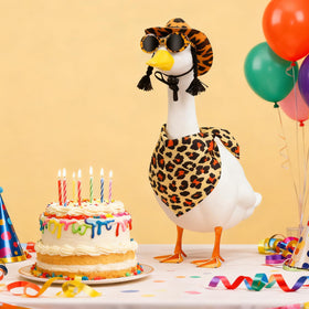 Aposwow leopard print goose accessory box for gifting and easy setup.