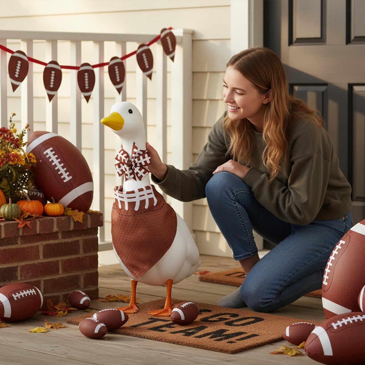 Aposwow porch goose makeover provides easy seasonal yard decoration.