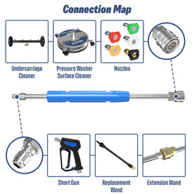 APOWER two-piece wand set extends reach to 34 inches when connected.