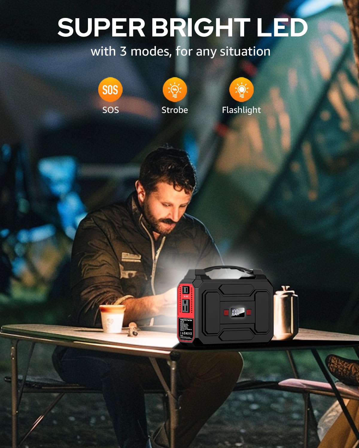 Apowking 146Wh LED flashlight ready for emergencies and night use