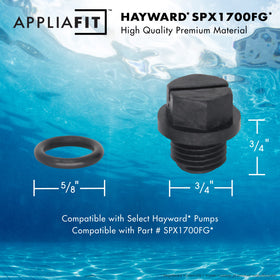 Three-pack of AppliaFit drain plugs with gaskets for ready replacements