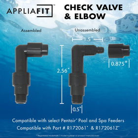 AppliaFit Pentair R172061-compatible valve detail for smooth pool feeder connections.