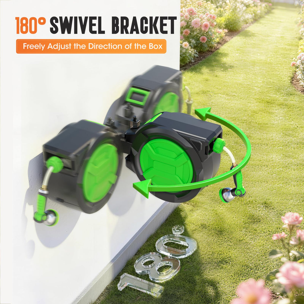 Applichef retractable hose reel 180-degree swivel for flexible watering