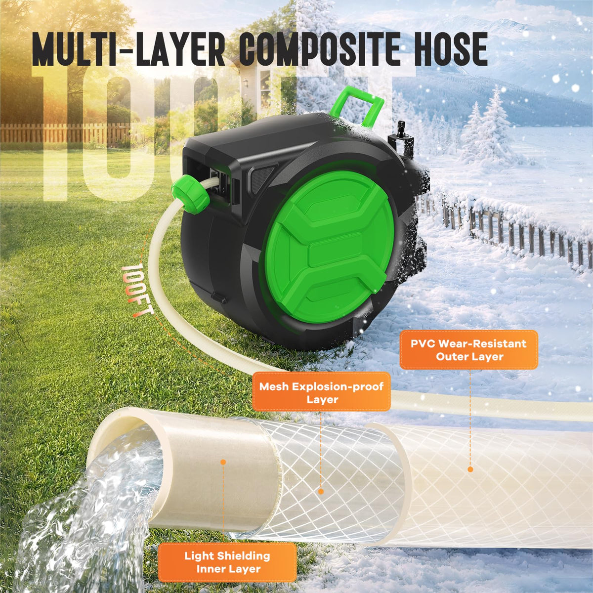 Applichef retractable hose reel brass connectors highlight durable design