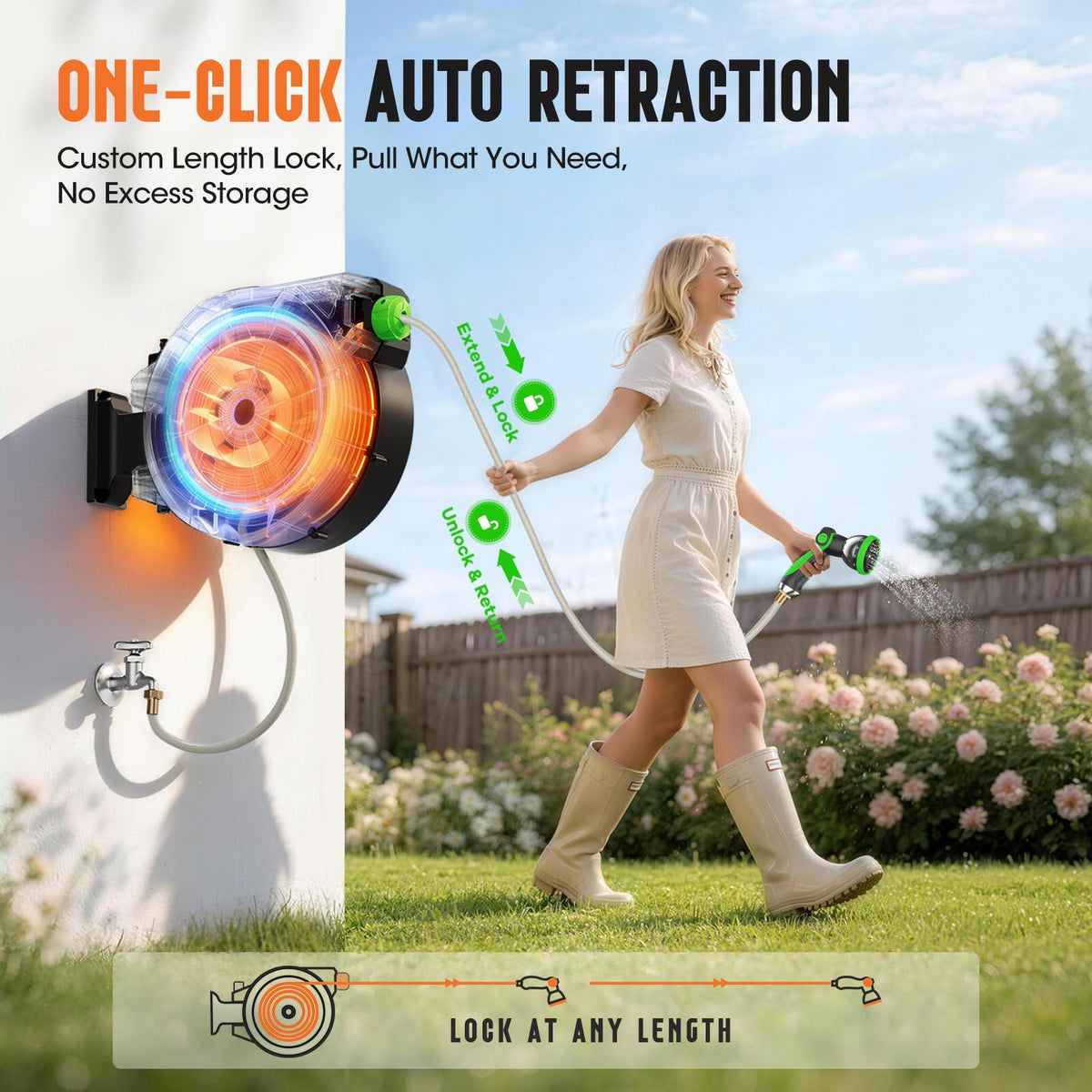 Applichef retractable hose reel wall bracket demonstrates easy fixed installation