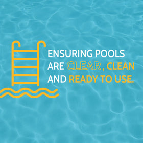 20-oz Thio-Trine container on pool deck during maintenance.