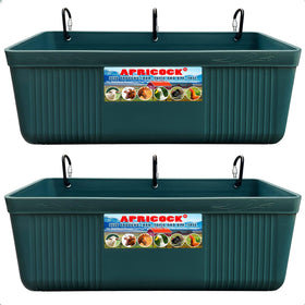APRICOCK 2-pack hanging feeders with clips for organized goat feeding.