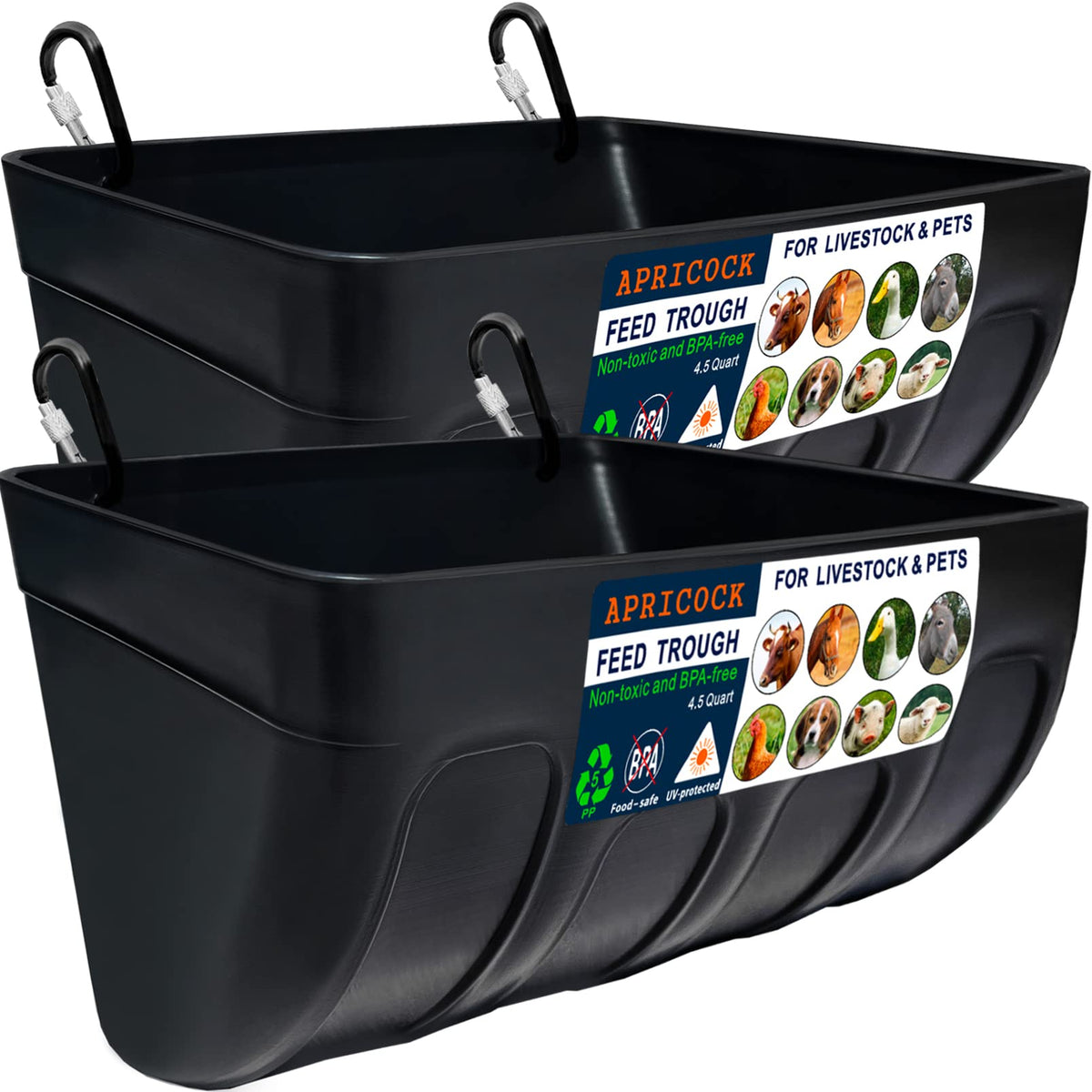 APRICOCK chicken feeder waterer 2-pack mounted for clean feeding and reduced waste.