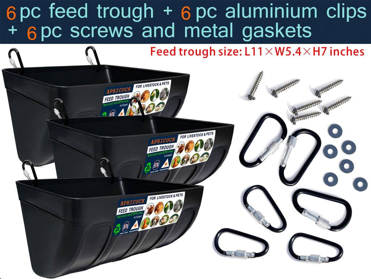 APRICOCK chicken feeder waterer 3-pack, 5.5 qt, side view shows durable construction
