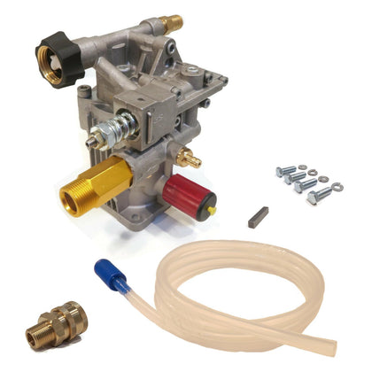 APW Distributing pressure washer pump close-up, fit for Honda Excell XR2500, reliable replacement option.