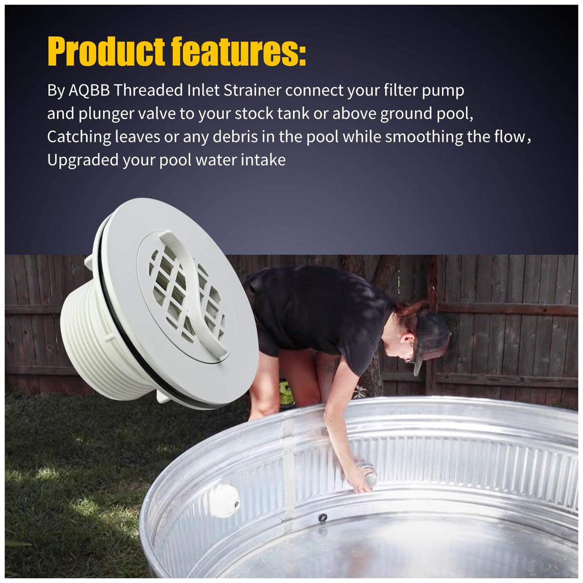 AQBB strainer nut installation demonstrates easy, tool-free setup.