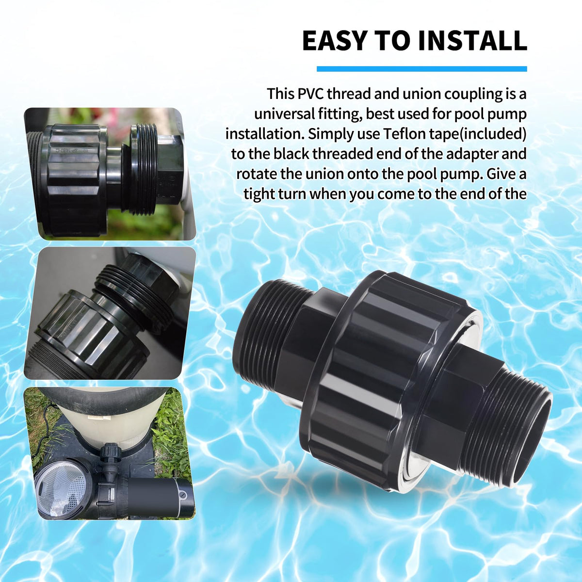 AQDD SP1480BLK PVC threaded end close-up showing durable seal.