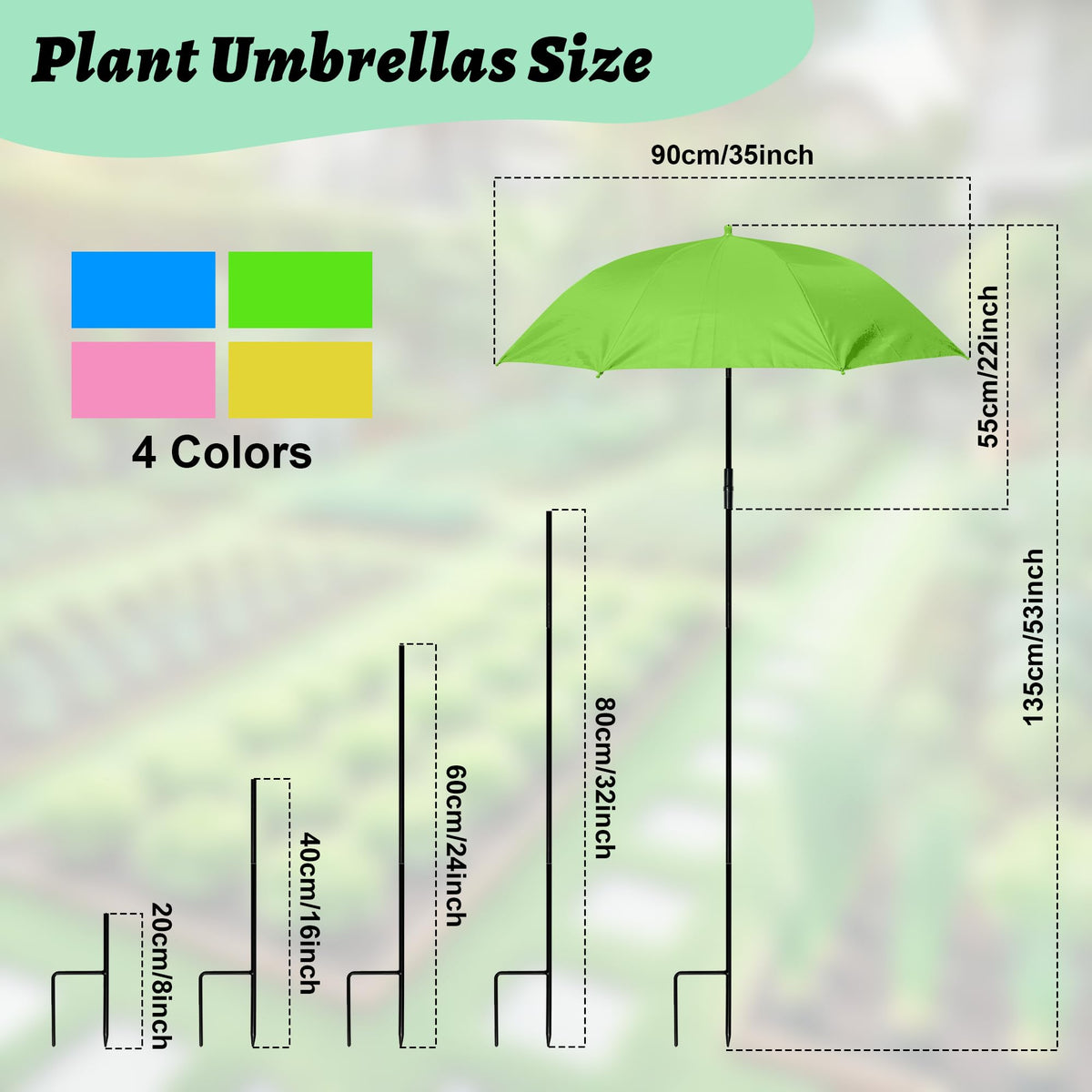 AQGQTQ plant umbrella canopy provides 35-inch shade.