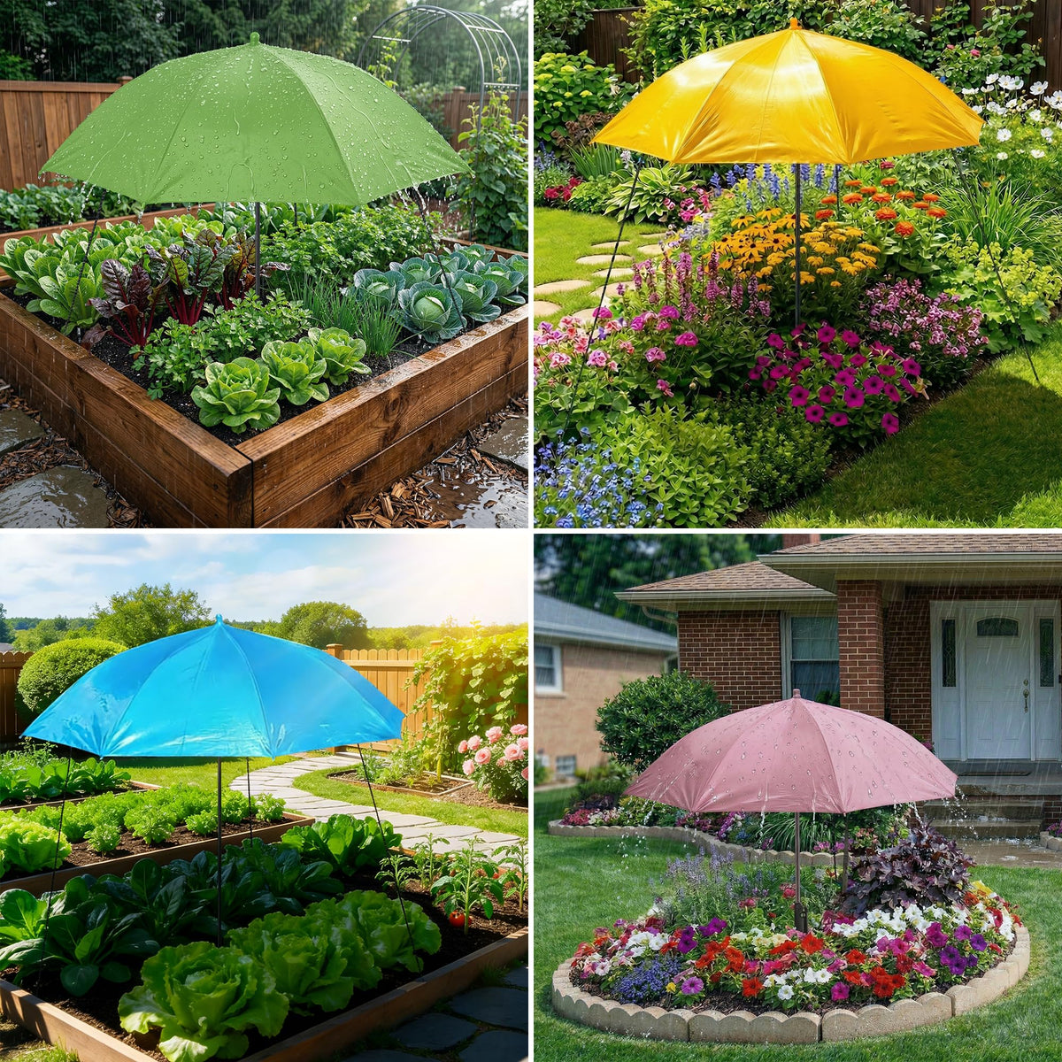 AQGQTQ plant umbrella color options include pink, yellow, green, blue.