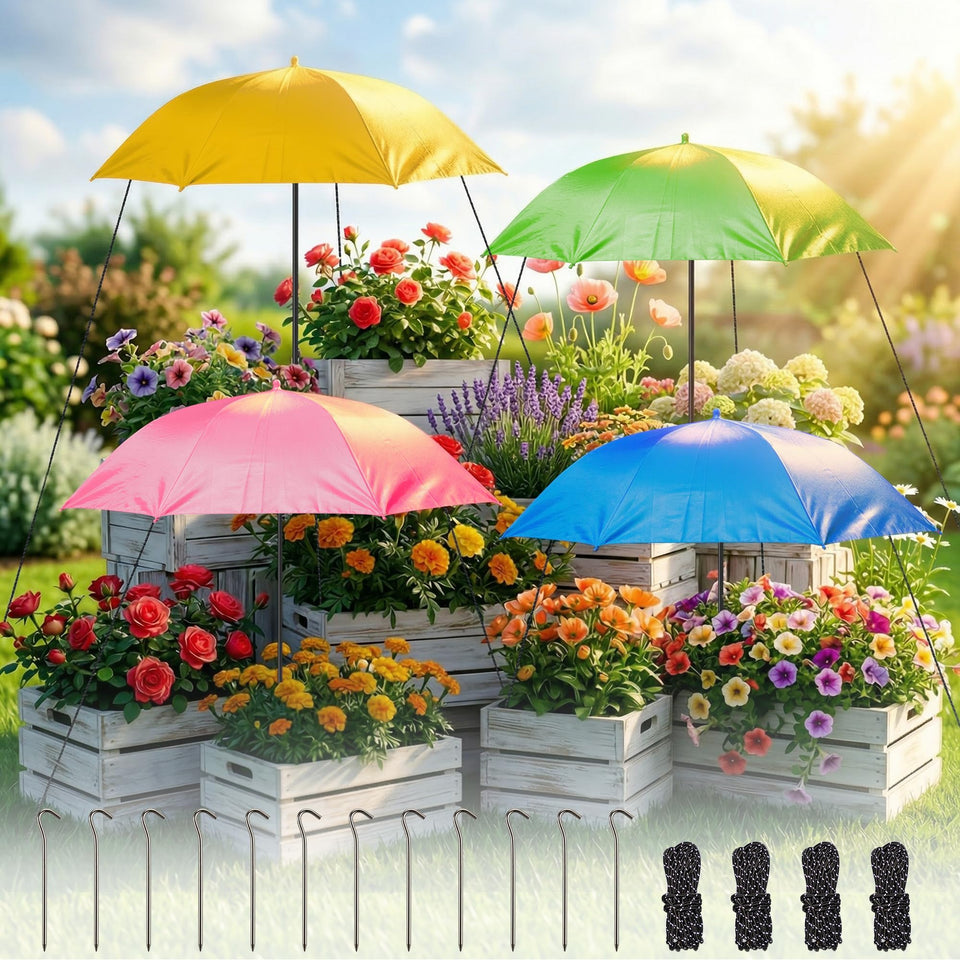 AQGQTQ plant umbrella four-pack shields multiple pots.