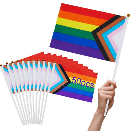 Aqltidiz Rainbow Flags 50-pack package view for easy event setup