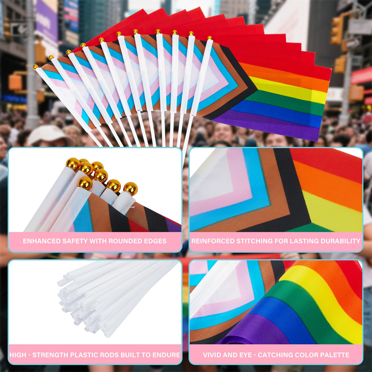 Aqltidiz Rainbow Flags vivid colors visible from both sides for inclusivity