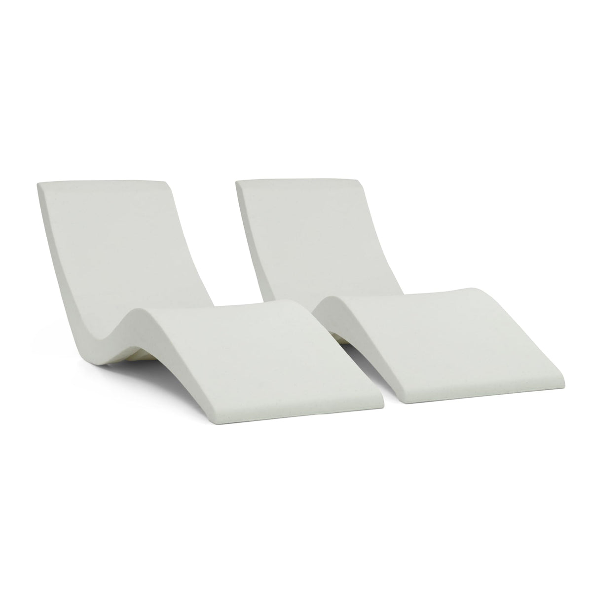 Aqua Chairs Aqua Outdoors ledge lounger in white granite offers cushioned support on a sun shelf.