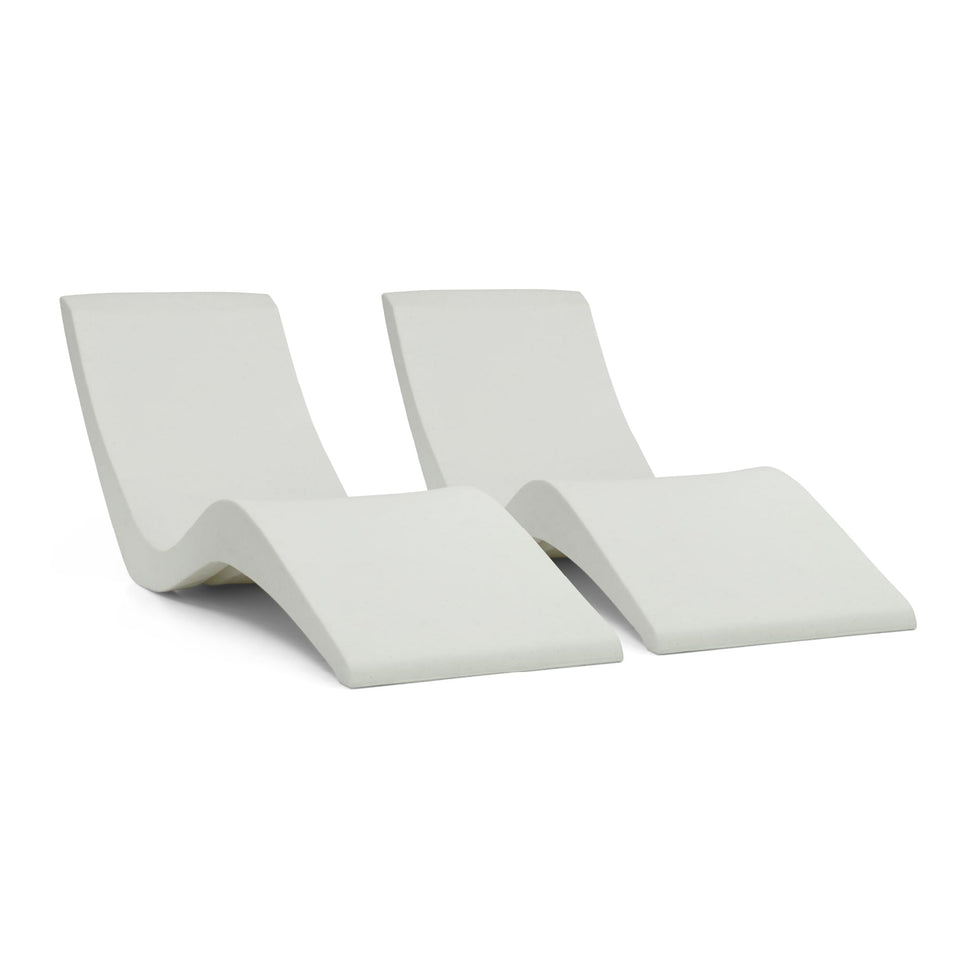 Aqua Chairs Aqua Outdoors ledge lounger in white granite offers cushioned support on a sun shelf.